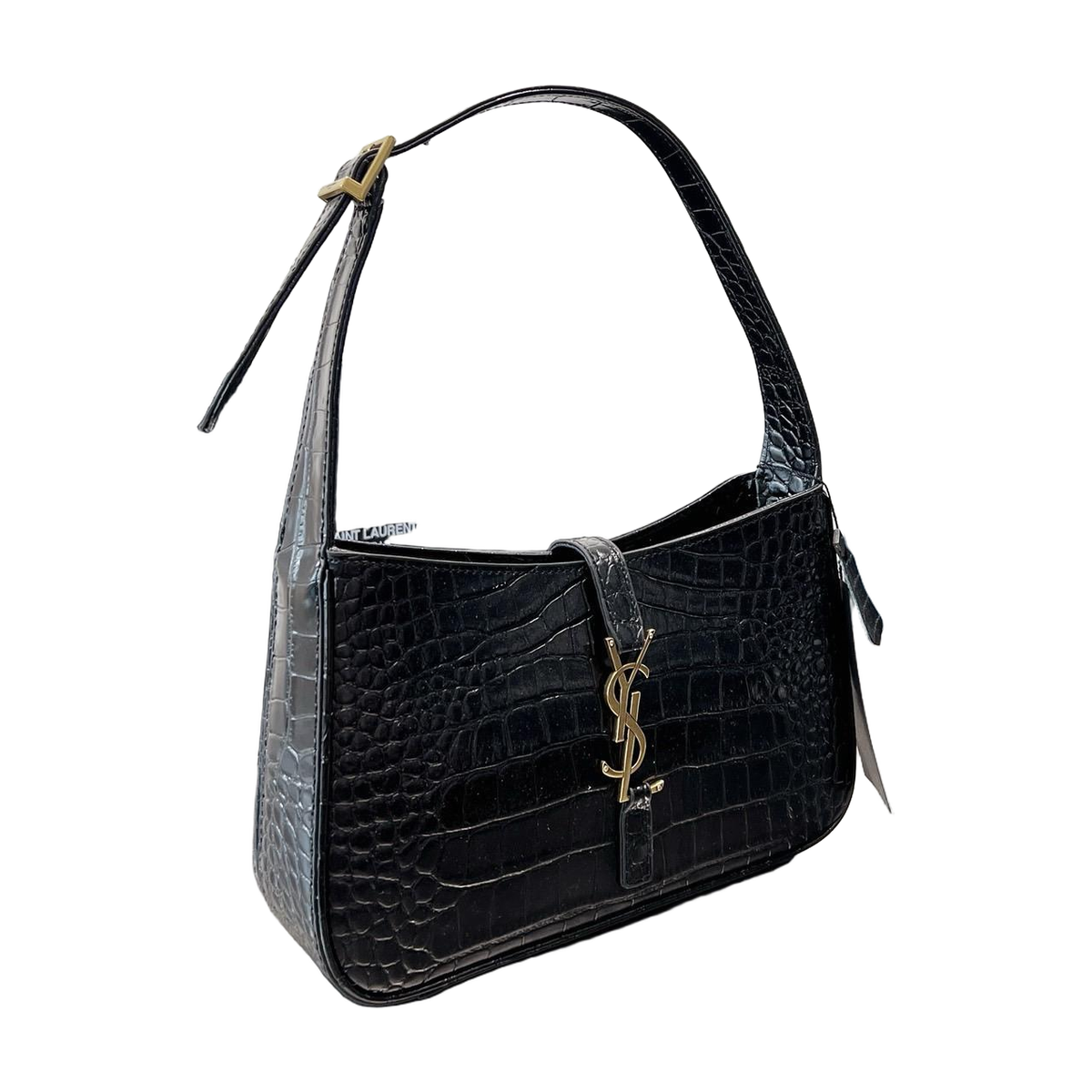 Crocodile Pattern Monogram Single Strap Shoulder Bag in Black, supplier source view
