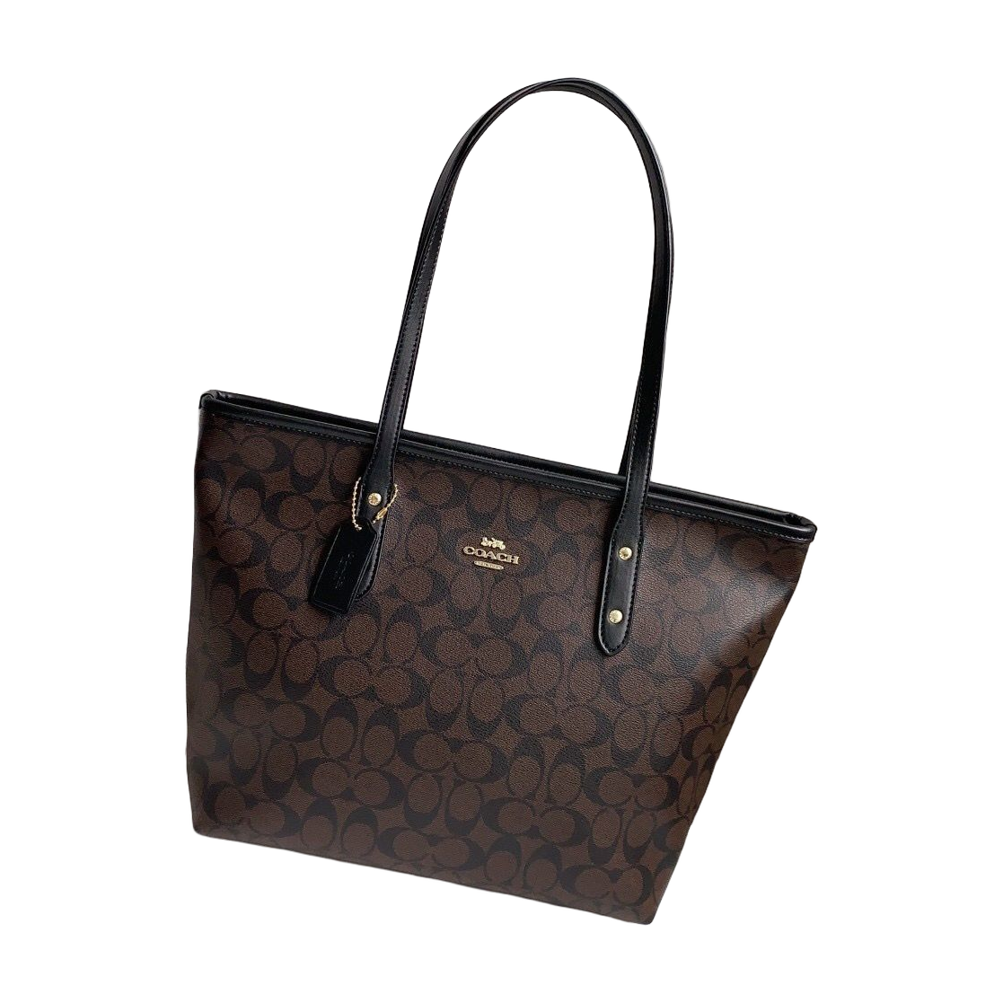 Coach Signature Tote – Dark Brown / Black Trim, original supplier catalogue view