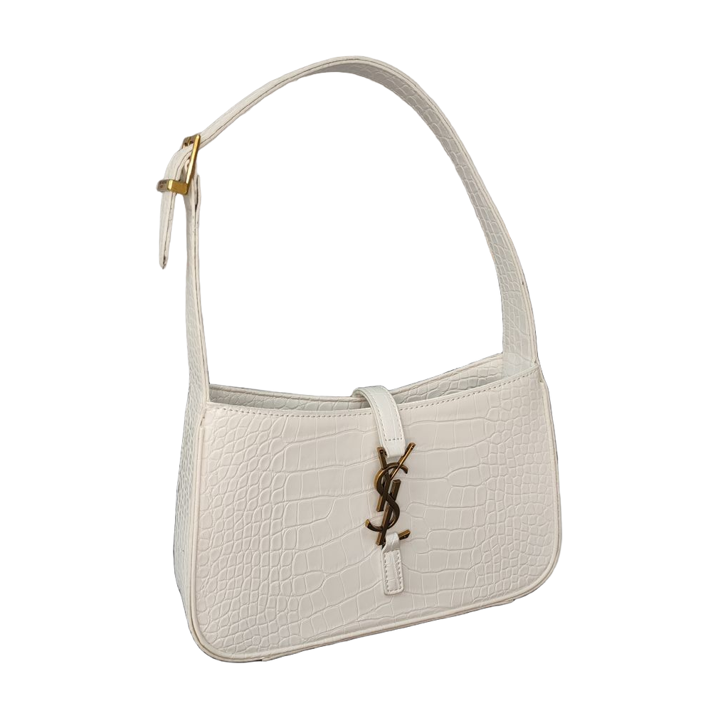 Crocodile Pattern Monogram Single Strap Shoulder Bag in Ivory White, supplier source view