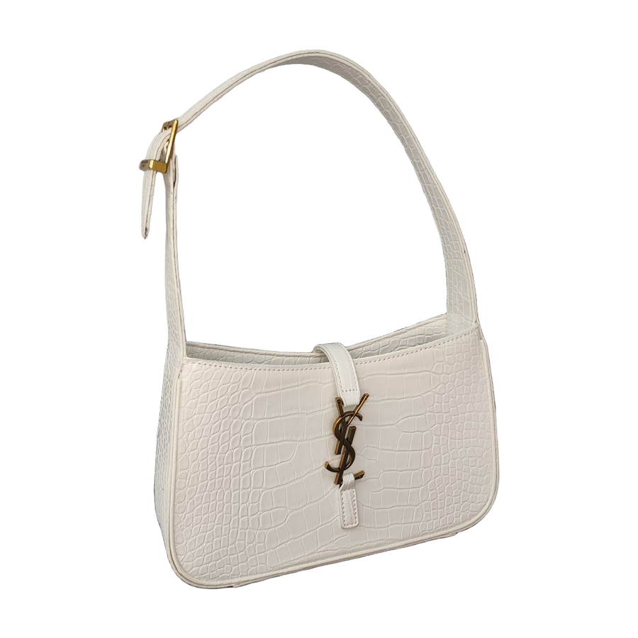 Crocodile Pattern Monogram Single Strap Shoulder Bag in Ivory White, supplier source view