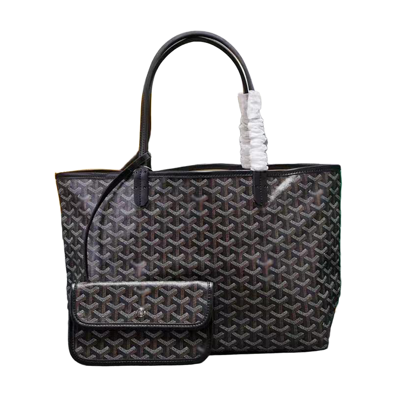 Chevron Print Shoulder Tote in Black / Gray, supplier source view, full product reference view