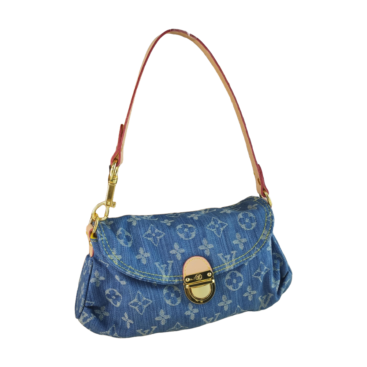 Monogram Flap Shoulder Bag in Blue / Tan, supplier source view