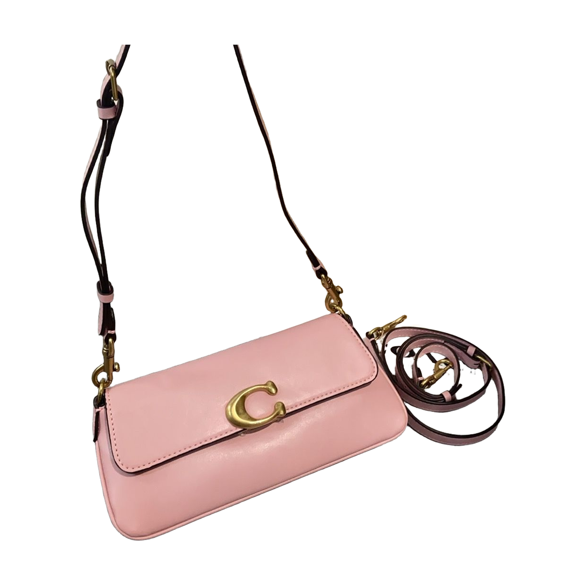 Coach Flap Shoulder Bag – Pink / Burgundy Strap, original supplier catalogue view