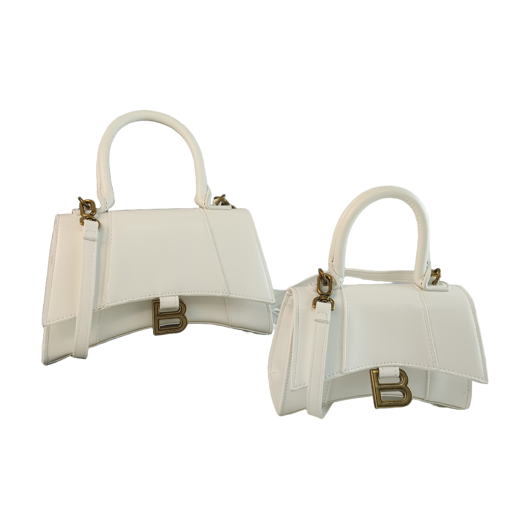 Curved-Base Top Handle Bag with B Clasp in Ivory, supplier source view, full product reference view