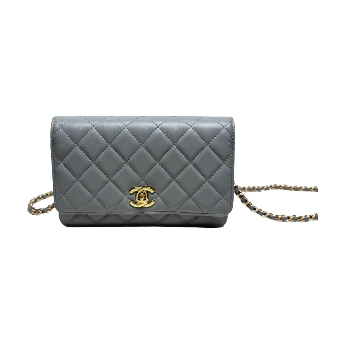 Chanel Quilted Chain Shoulder Bag – Gray, original supplier catalogue view