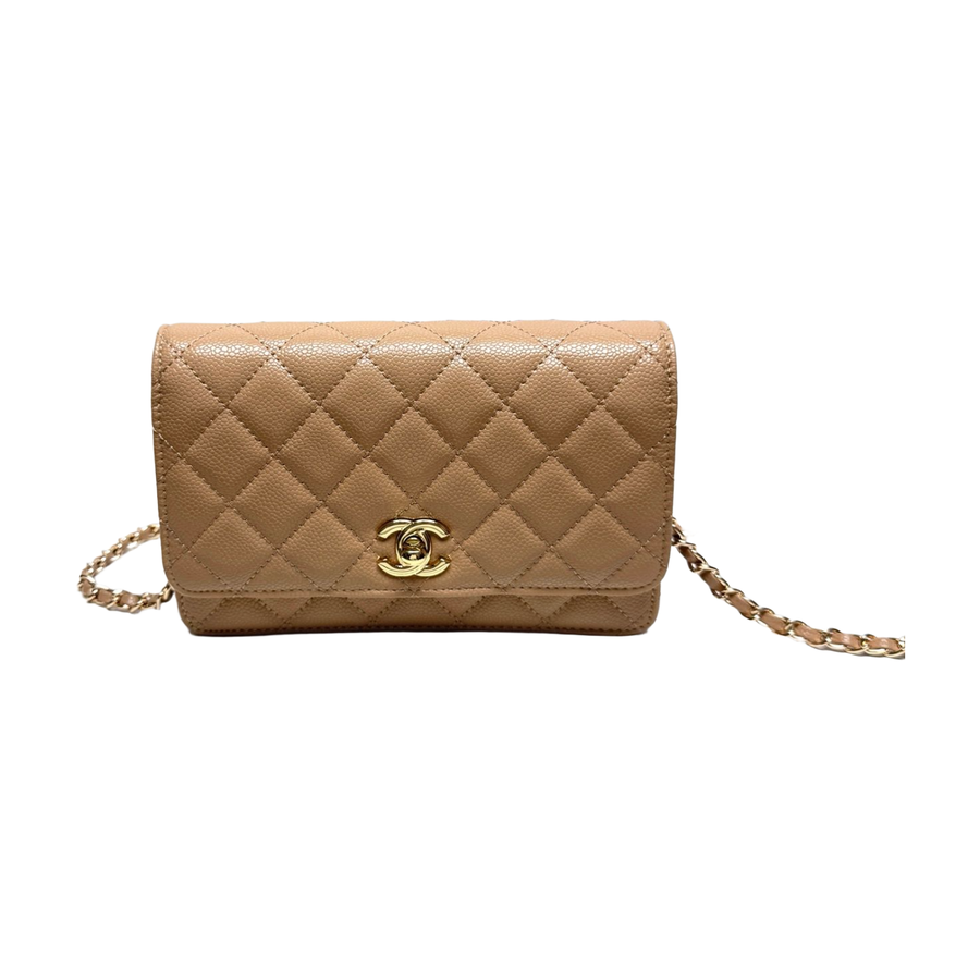 Chanel Diamond Quilted Flap Chain Shoulder Bag – Tan, original supplier catalogue view