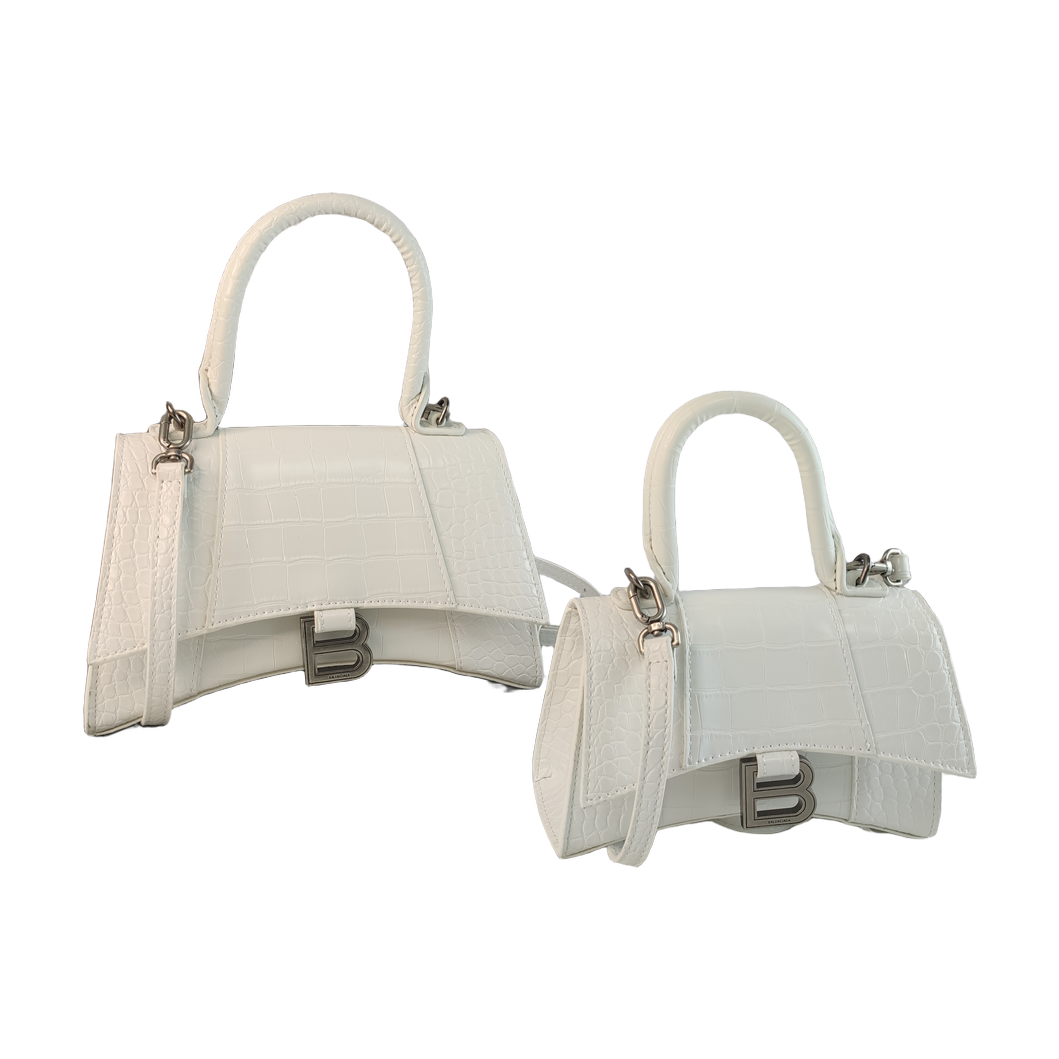 Curved-Base Top Handle Bag with B Clasp in Ivory, supplier source view, full product reference view