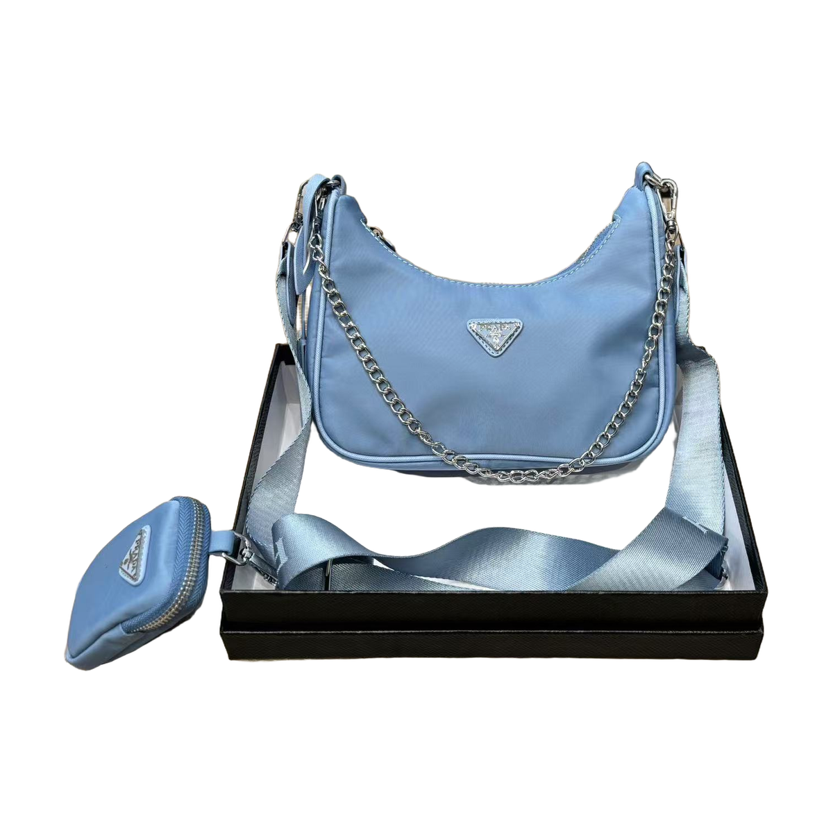 Chain Shoulder Bag in Light Blue, supplier source view