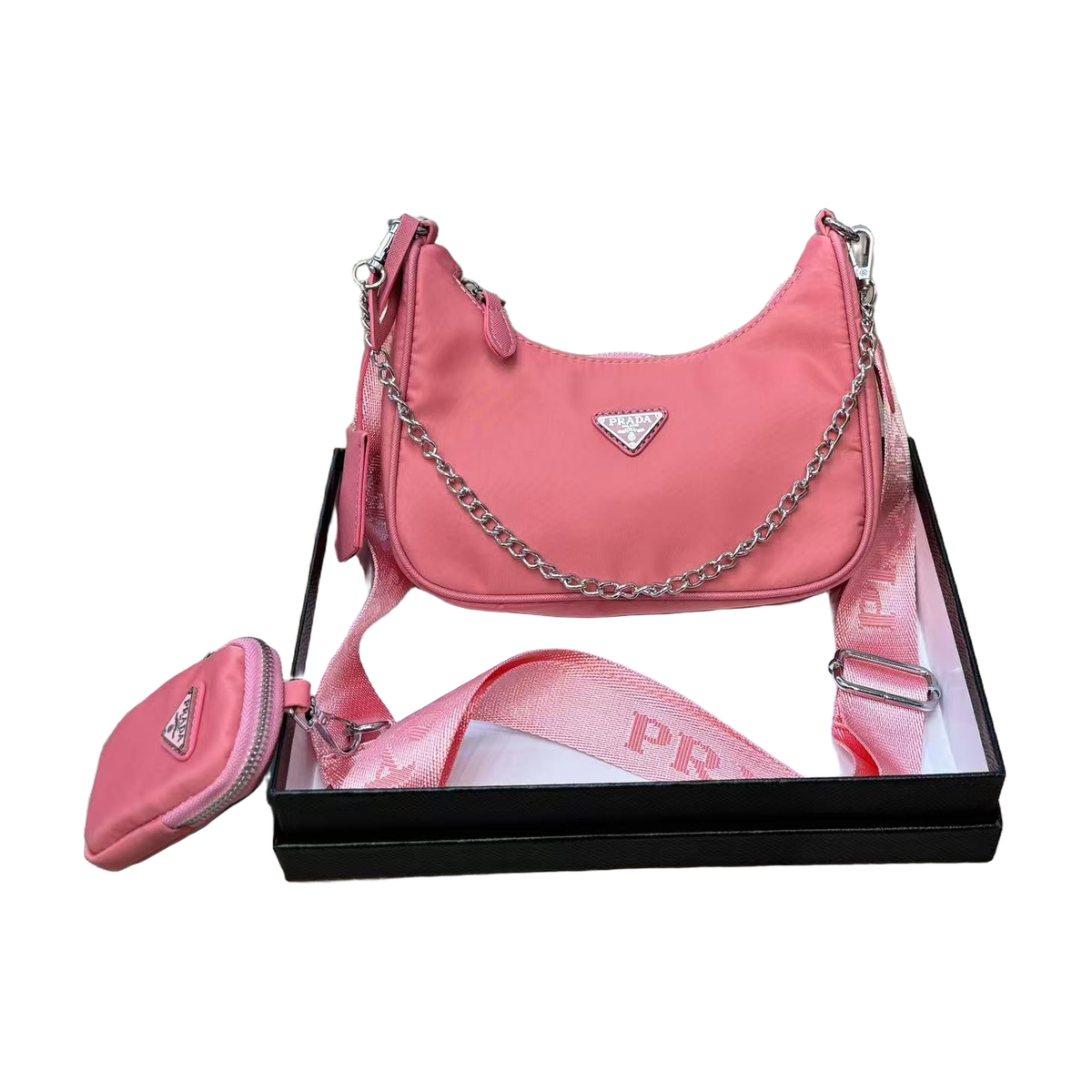 Chain Shoulder Bag in Bright Pink, supplier source view