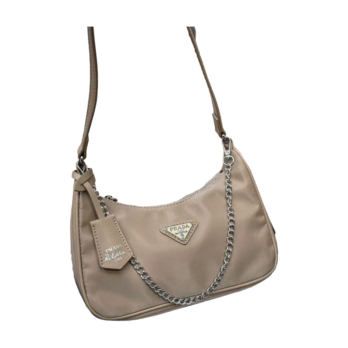 Chain Hobo Shoulder Bag in Taupe Beige, supplier source view