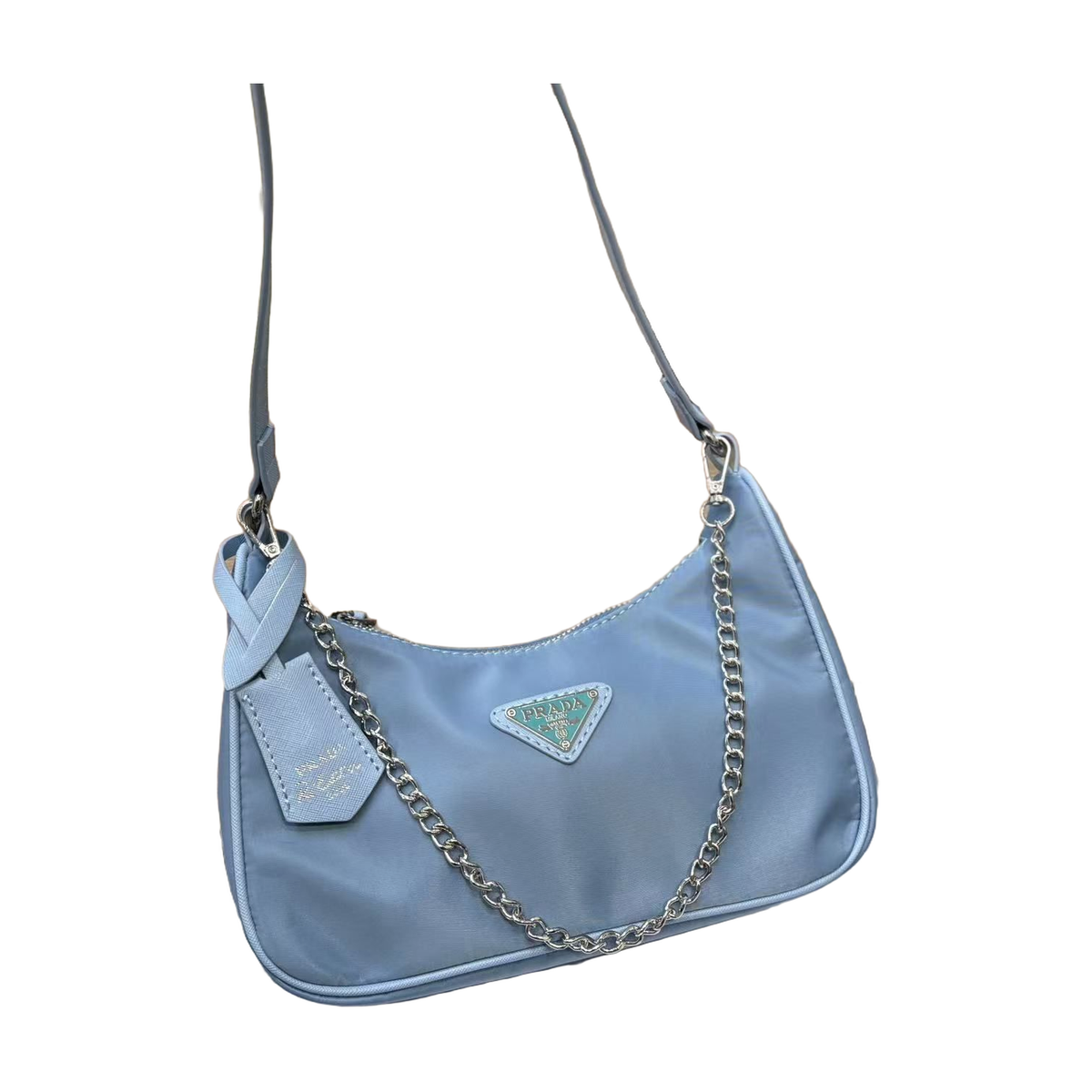 Chain Hobo Shoulder Bag in Light Blue, supplier source view