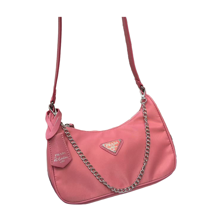 Chain Hobo Shoulder Bag in Bright Pink, supplier source view