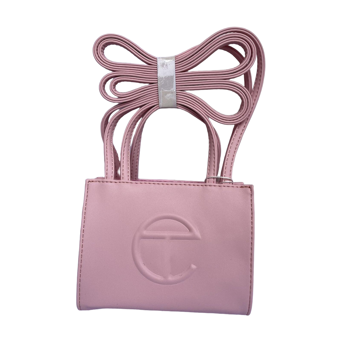 Embossed Logo Tote with Double Handles in Dusty Pink, supplier source view, full product reference view