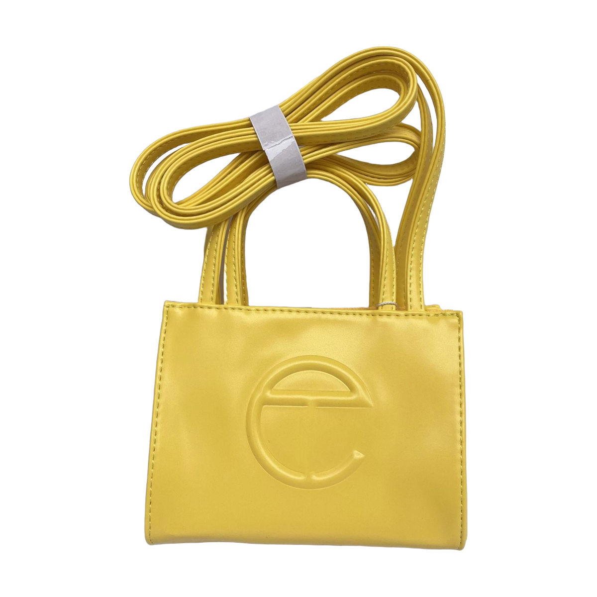 Embossed Logo Tote with Double Handles in Yellow, supplier source view, full product reference view