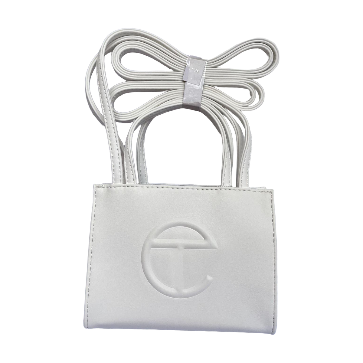 Embossed Logo Tote with Double Handles in White, supplier source view, full product reference view