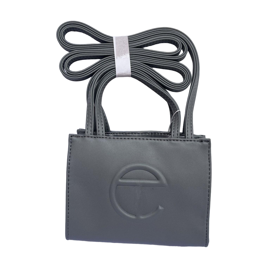 Embossed Logo Tote with Double Handles in Dark Gray, supplier source view, full product reference view