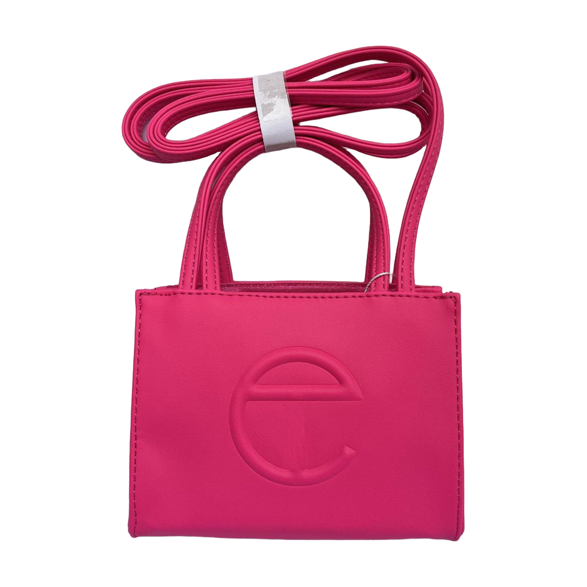 Embossed Logo Tote with Double Handles in Fuchsia Pink, supplier source view, full product reference view