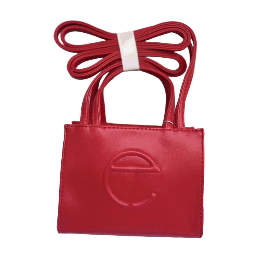 Embossed Logo Tote with Double Handles in Red, supplier source view, full product reference view