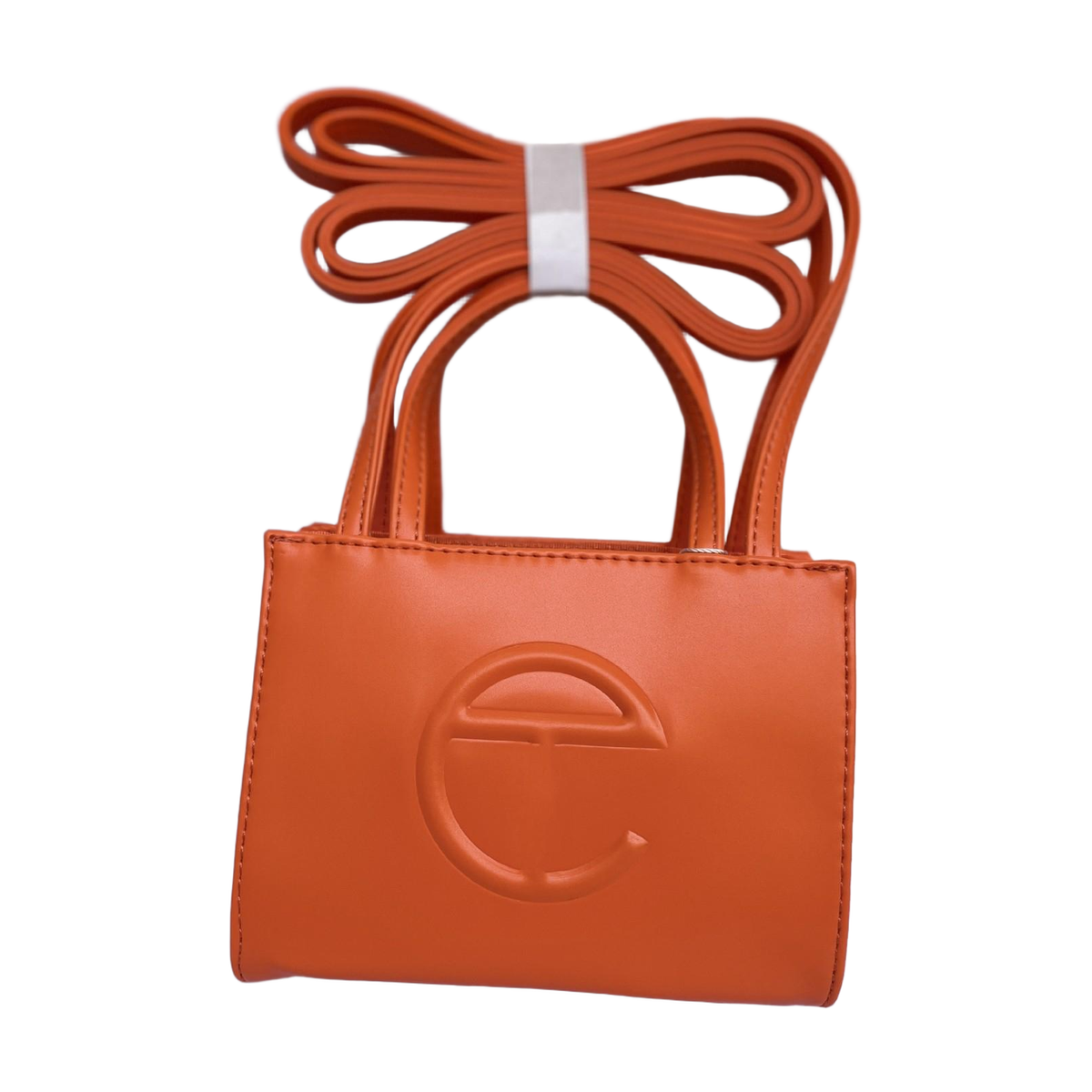 Embossed Logo Tote with Double Handles in Orange, supplier source view, full product reference view