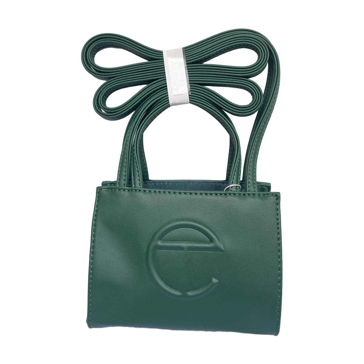 Embossed Logo Tote with Double Handles in Deep Green, supplier source view, full product reference view