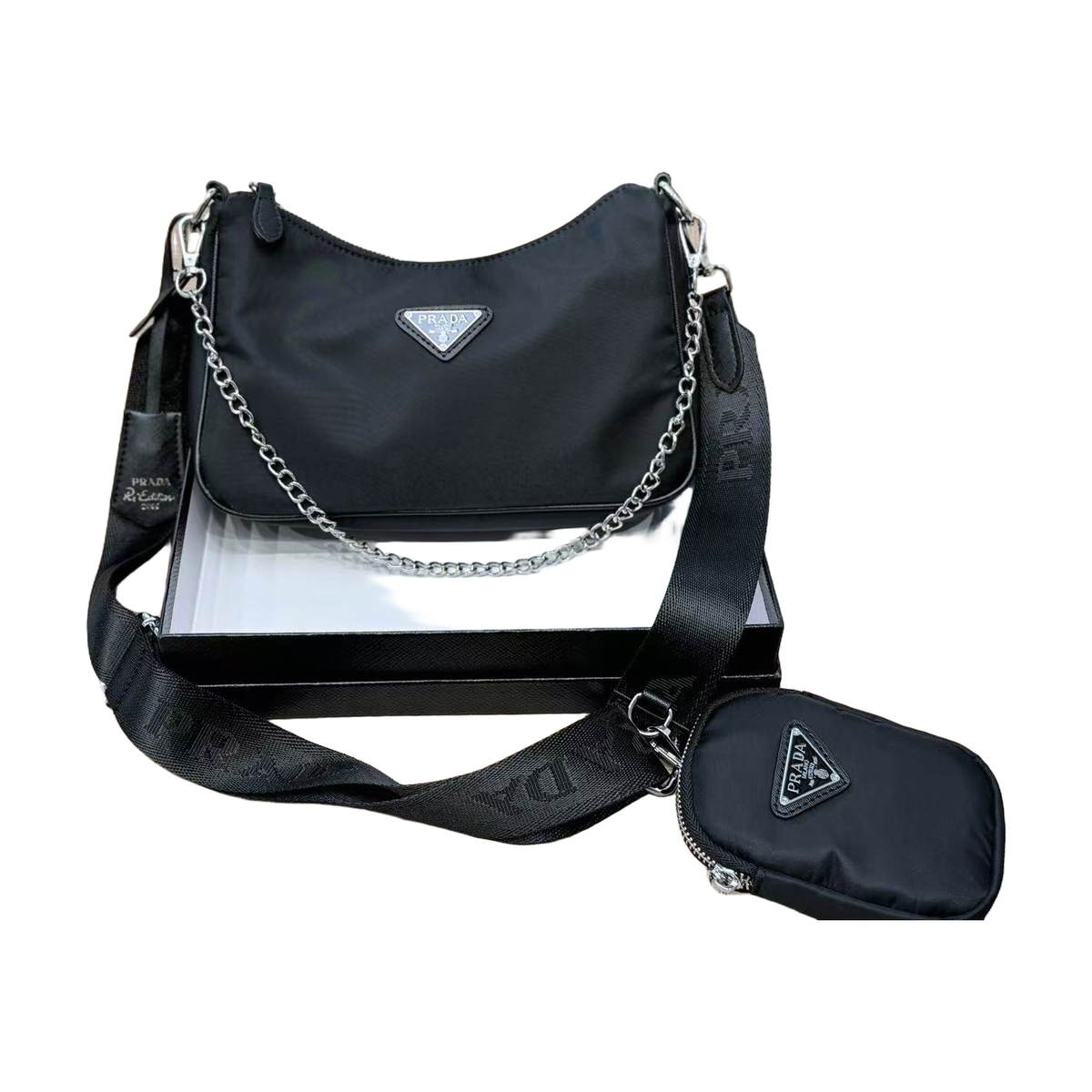 Chain Shoulder Bag in Black, supplier source view, full product reference view