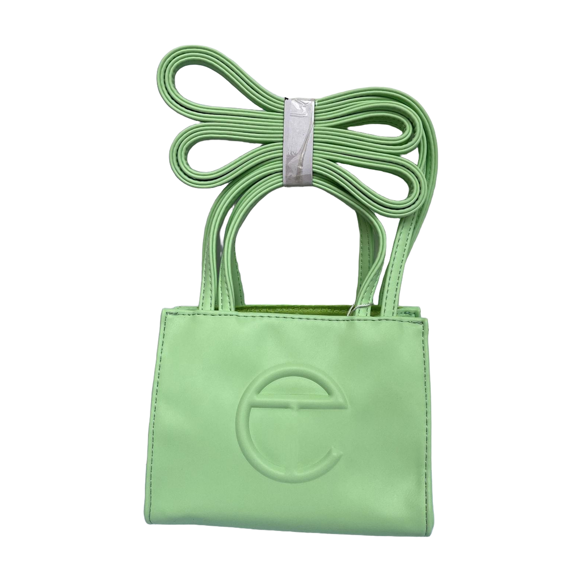 Embossed Logo Tote with Double Handles in Light Green, supplier source view, full product reference view