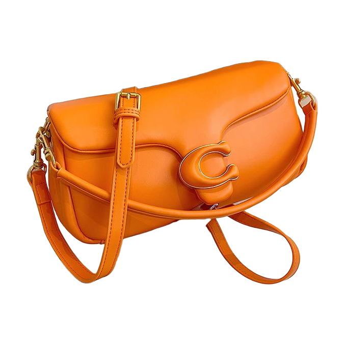 Flap Shoulder Bag with C Clasp in Orange, supplier source view