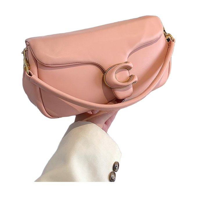 Flap Shoulder Bag with C Clasp in Dusty Pink, supplier source view