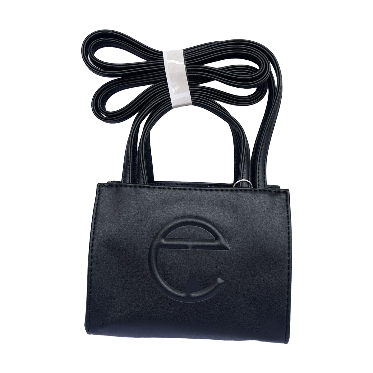 Embossed Logo Tote with Double Handles in Black, supplier source view, full product reference view