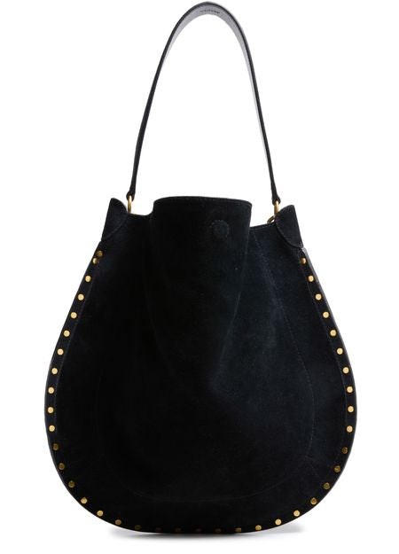 Isabel Marant Oskan Hobo Soft bag in suede in Black — view 1
