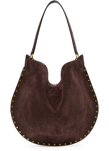 Isabel Marant Oskan Hobo Soft bag in suede in Coffee — view 2