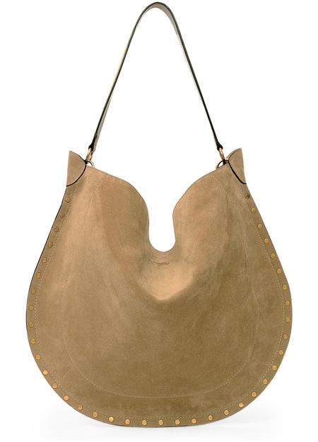 Isabel Marant Oskan Hobo Soft bag in suede in Taupe — view 1