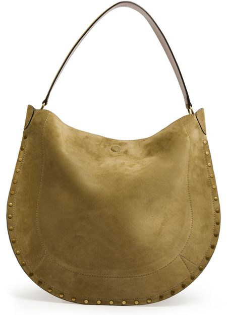 Isabel Marant Oskan Hobo Soft bag in suede in Taupe — view 3
