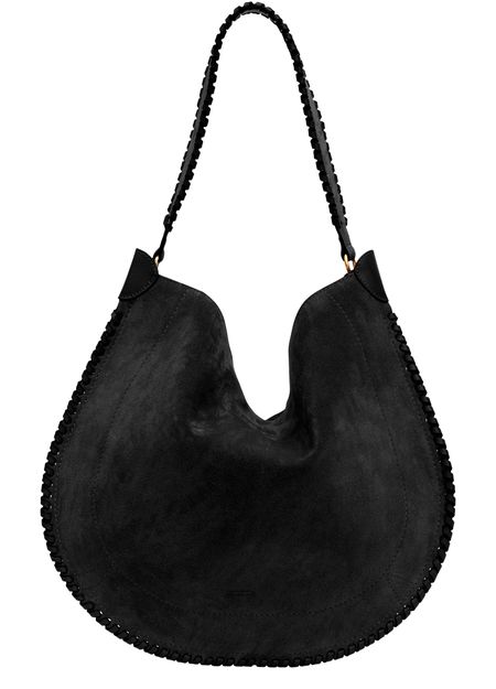 Isabel Marant Oskan Hobo Soft shoulder bag with braided edges in Black — view 1