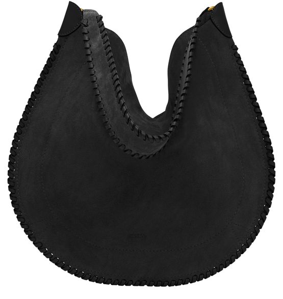 Isabel Marant Oskan Hobo Soft shoulder bag with braided edges in Black — view 3