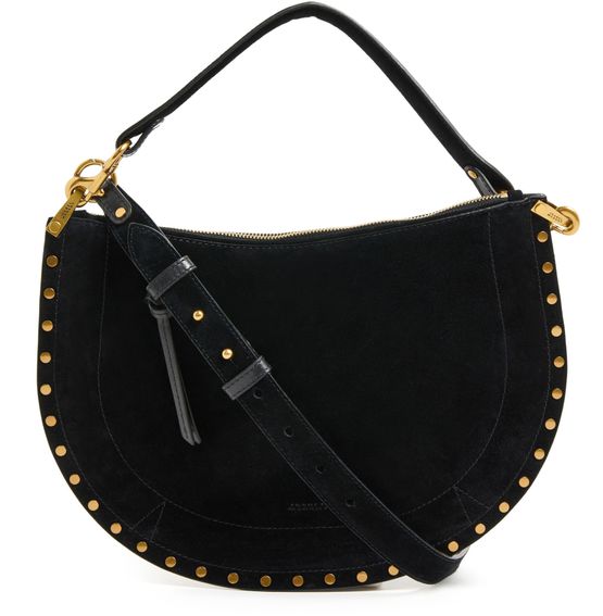 Isabel Marant Oskan Hobo Soft Zip shoulder bag in suede in Black — view 1