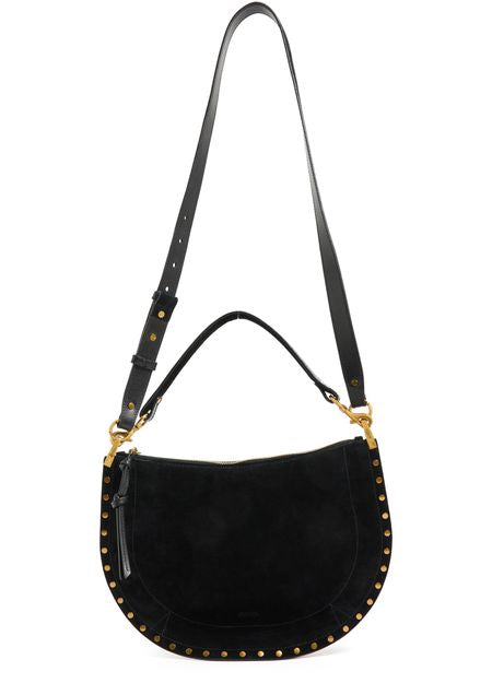 Isabel Marant Oskan Hobo Soft Zip shoulder bag in suede in Black — view 4