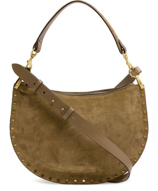 Isabel Marant Oskan Hobo Soft Zip shoulder bag in suede in Taupe — view 1