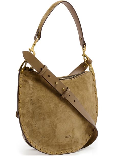 Isabel Marant Oskan Hobo Soft Zip shoulder bag in suede in Taupe — view 2