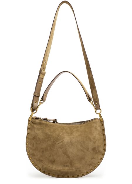 Isabel Marant Oskan Hobo Soft Zip shoulder bag in suede in Taupe — view 4
