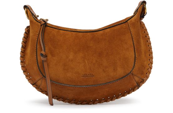 Isabel Marant Oskan Moon bag in suede with braided edges in Cognac — view 1