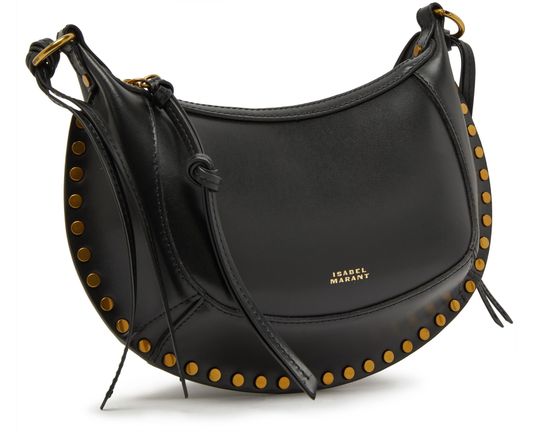 Isabel Marant Oskan Moon bag with jeweled handle in Black/Gold — view 2