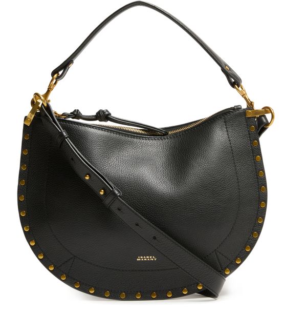 Isabel Marant Oskan Soft Zip bag in grained leather in Black — view 1