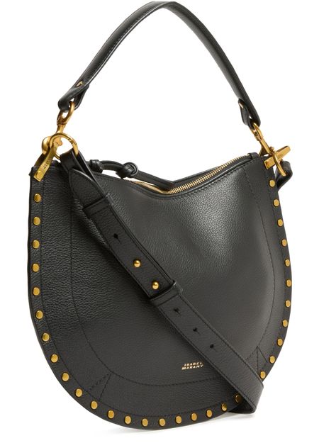 Isabel Marant Oskan Soft Zip bag in grained leather in Black — view 2