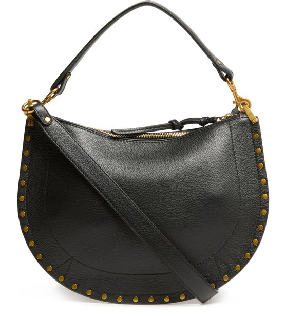 Isabel Marant Oskan Soft Zip bag in grained leather in Black — view 3