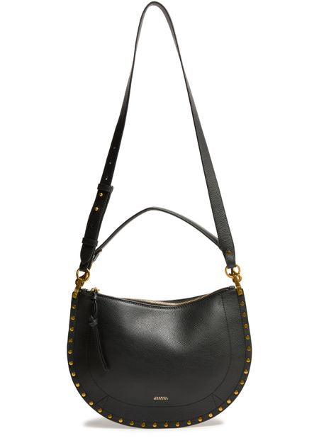 Isabel Marant Oskan Soft Zip bag in grained leather in Black — view 4