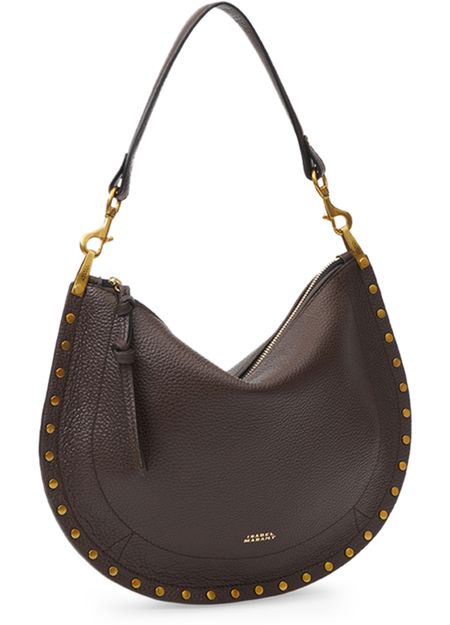 Isabel Marant Oskan Soft Zip bag in grained leather in Coffee — view 2