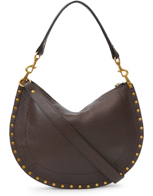 Isabel Marant Oskan Soft Zip bag in grained leather in Coffee — view 3