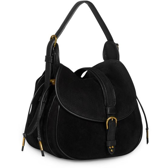 Jérôme Dreyfuss Gildas shoulder bag in Split Suede Noir — view 2