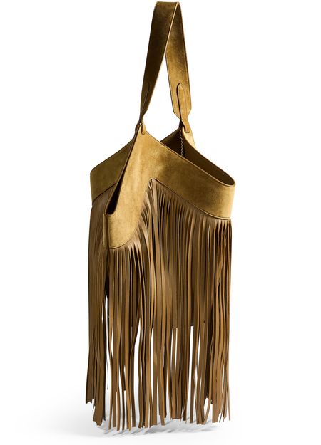 Khaite Small fringed Lotus tote bag in Mud — view 2